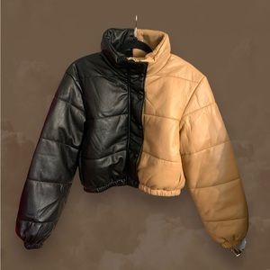 ⭐️HOST PICK🛍️*NEW* Faux Leather Color Block Coat Size Small